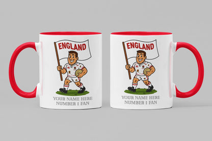 England Inspired 11oz Mug – Custom Name Rugby Cup – Dishwasher & Microwave Safe – Arrives Boxed