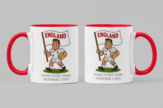 England Inspired 11oz Mug – Custom Name Rugby Cup – Dishwasher & Microwave Safe – Arrives Boxed