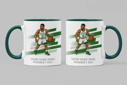 Personalised Boston Celtics inspired Mug: Custom Name NBA Gift