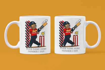 Personalized England Cricket Mug, T20 Fan Gift
