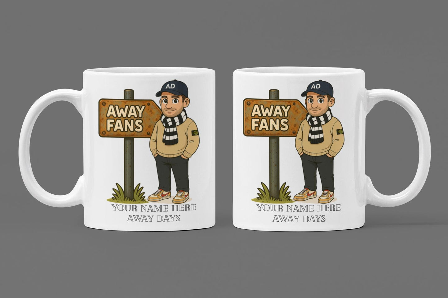 Personalized Football Fan Mug: Away Days Ceramic Gift Cup