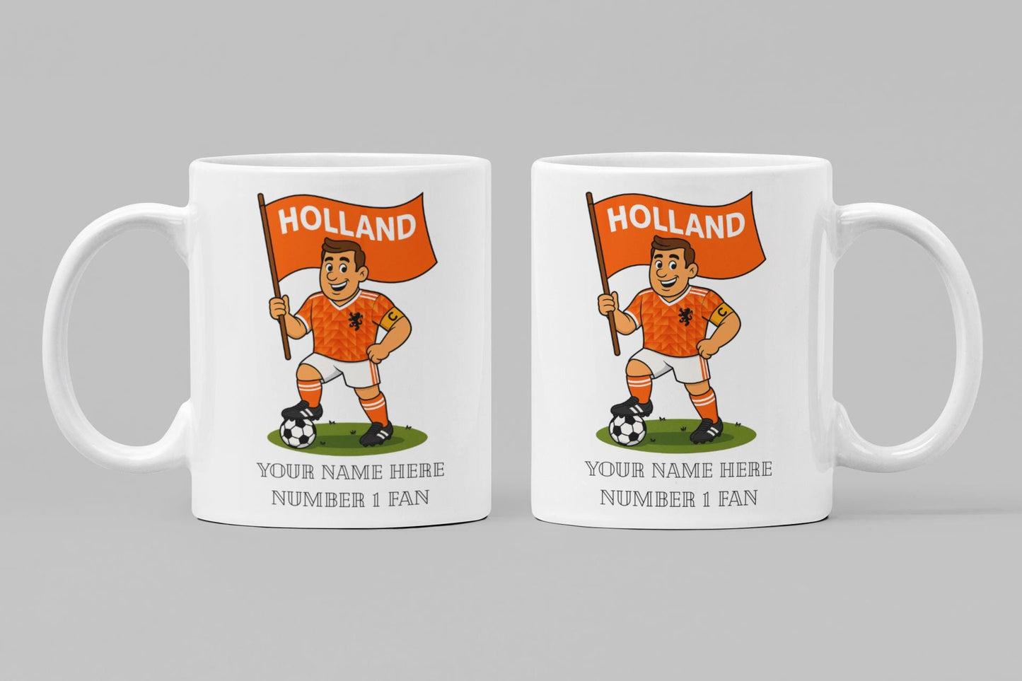 Personalised Holland Football Mug: Custom Ceramic Gift for Dutch Fans