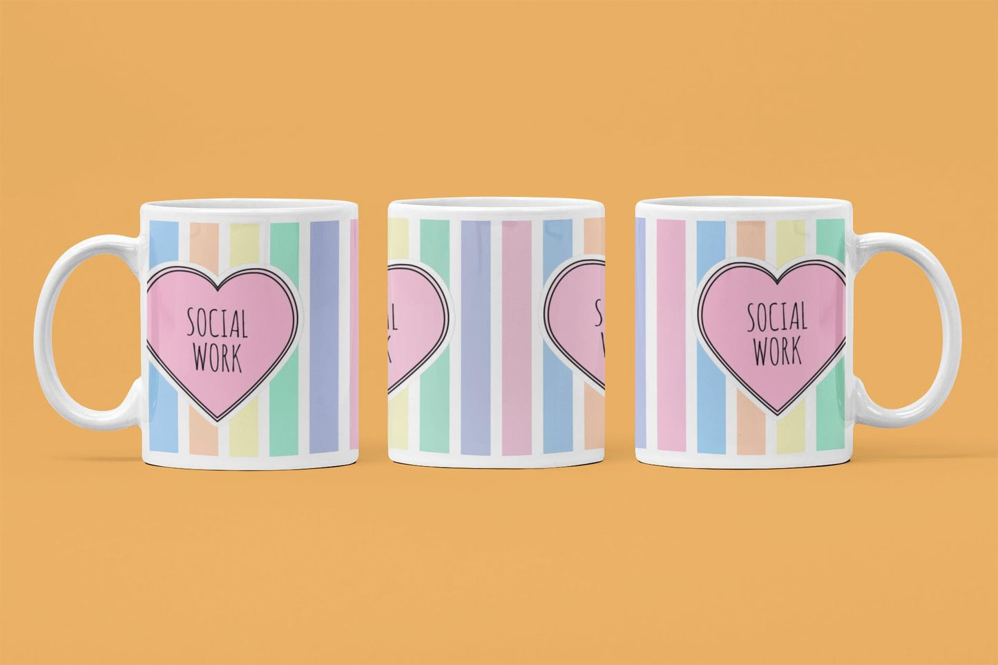 Social Work Mug: Multi-Stripe Design, 11oz Ceramic Coffee Cup