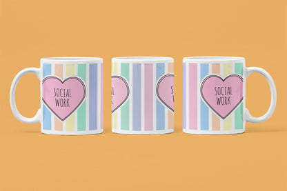 Social Work Mug: Multi-Stripe Design, 11oz Ceramic Coffee Cup