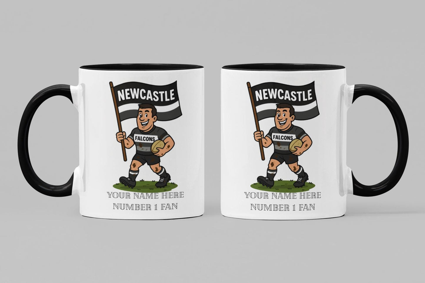 Newcastle Falcons Inspired 11oz Mug – Custom Name Rugby Cup – Dishwasher & Microwave Safe – Arrives Boxed