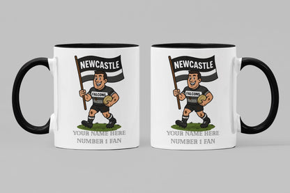Newcastle Falcons Inspired 11oz Mug – Custom Name Rugby Cup – Dishwasher & Microwave Safe – Arrives Boxed