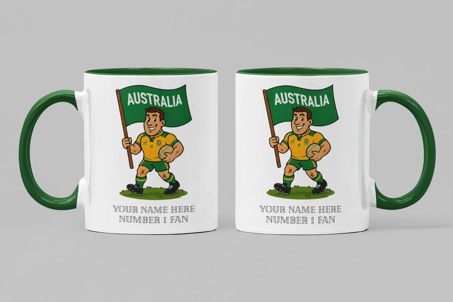 Australia Inspired 11oz Mug – Custom Name Rugby Cup – Dishwasher & Microwave Safe – Arrives Boxed