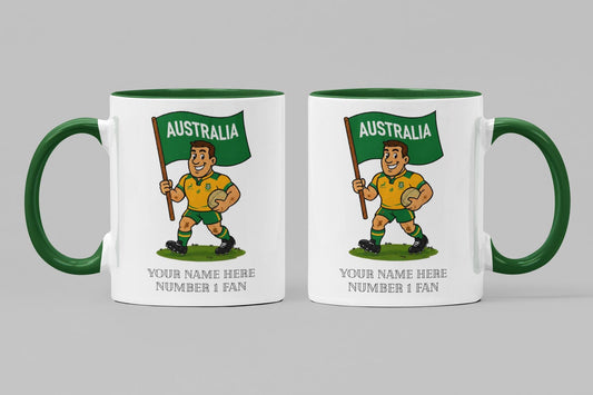 Australia Inspired 11oz Mug – Custom Name Rugby Cup – Dishwasher & Microwave Safe – Arrives Boxed