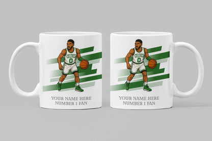 Personalised Boston Celtics inspired Mug: Custom Name NBA Gift
