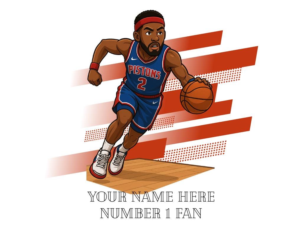 Personalised Detroit Pistons inspired Mug: Custom Name NBA Gift