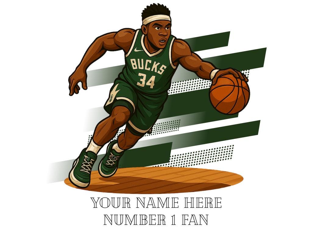 Personalised Milwaukee Bucks inspired Mug: Custom Name NBA Gift