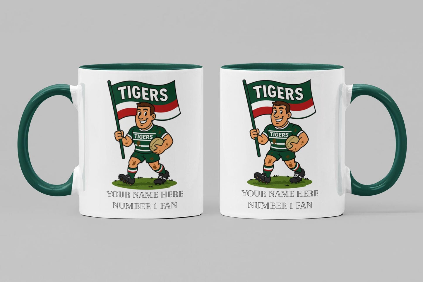 Leicester Tigers Inspired 11oz Mug – Custom Name Rugby Cup – Dishwasher & Microwave Safe – Arrives Boxed