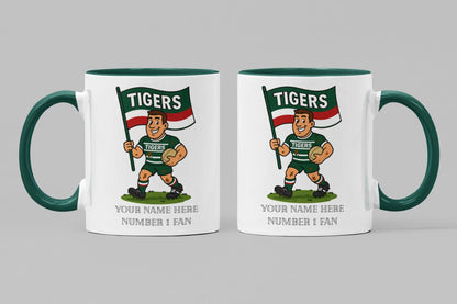 Leicester Tigers Inspired 11oz Mug – Custom Name Rugby Cup – Dishwasher & Microwave Safe – Arrives Boxed