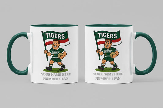 Leicester Tigers Inspired 11oz Mug – Custom Name Rugby Cup – Dishwasher & Microwave Safe – Arrives Boxed