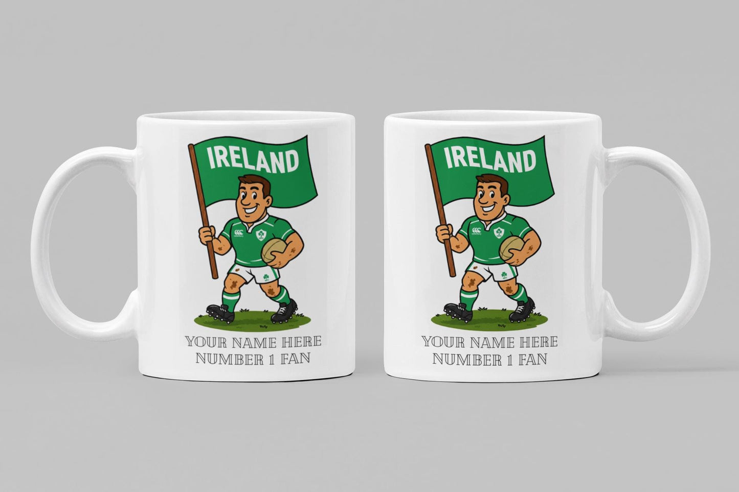 Ireland Inspired 11oz Mug – Custom Name Rugby Cup – Dishwasher & Microwave Safe – Arrives Boxed