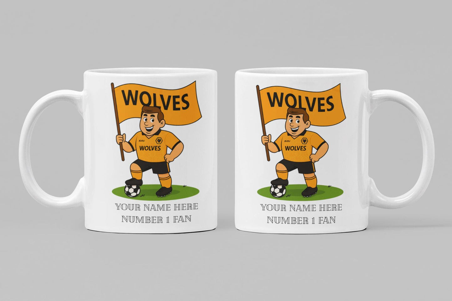 Personalised Wolverhampton inspired Football Mug: Custom Ceramic Gift
