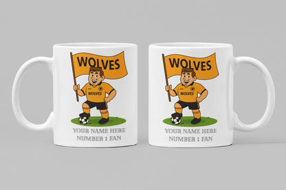 Personalised Wolverhampton inspired Football Mug: Custom Ceramic Gift