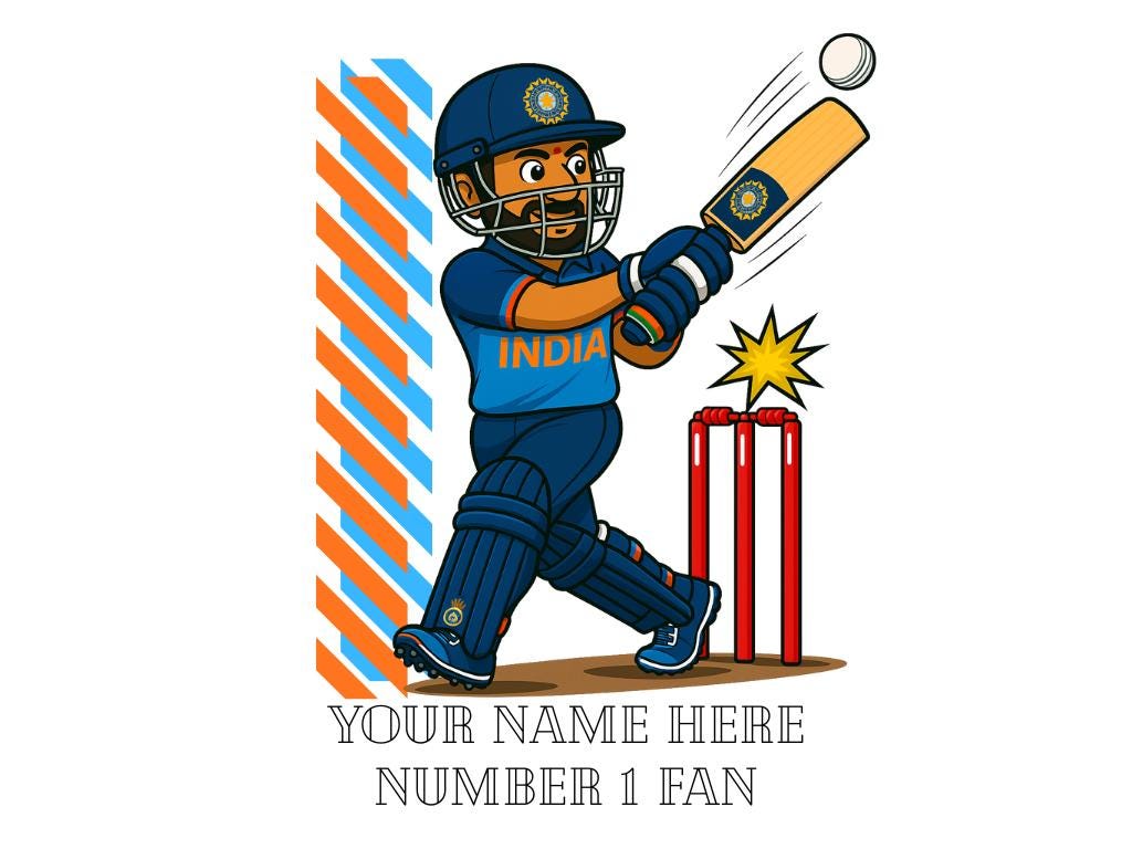 Personalized India Cricket Ceramic Mug, T20 Fan Gift