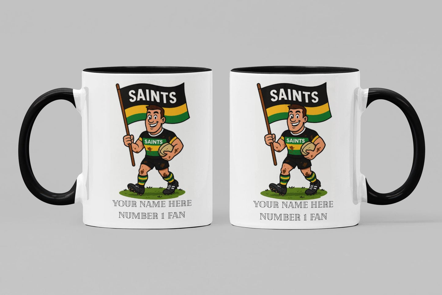 Northampton Saints Inspired 11oz Mug – Custom Name Rugby Cup – Dishwasher & Microwave Safe – Arrives Boxed