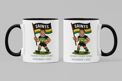 Northampton Saints Inspired 11oz Mug – Custom Name Rugby Cup – Dishwasher & Microwave Safe – Arrives Boxed
