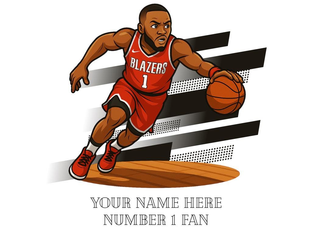 Personalised Portland Trail Blazers inspired Mug: Custom Name NBA Gift