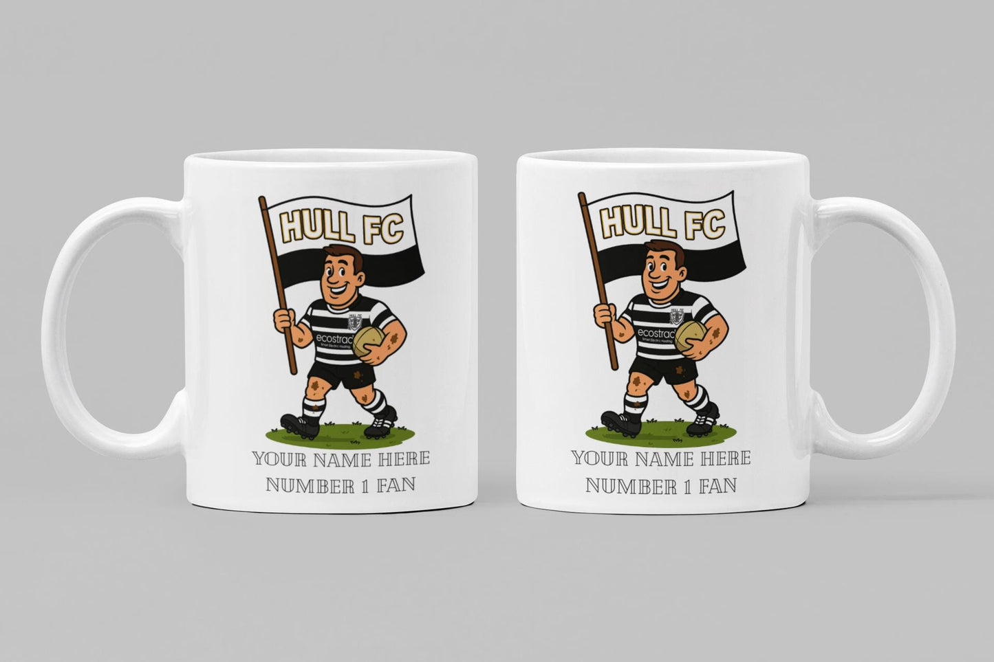Hull FC Inspired 11oz Mug – Custom Name Rugby Cup – Dishwasher & Microwave Safe – Arrives Boxed