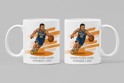 Personalised Golden State Warriors inspired Mug: Custom Name NBA Gift