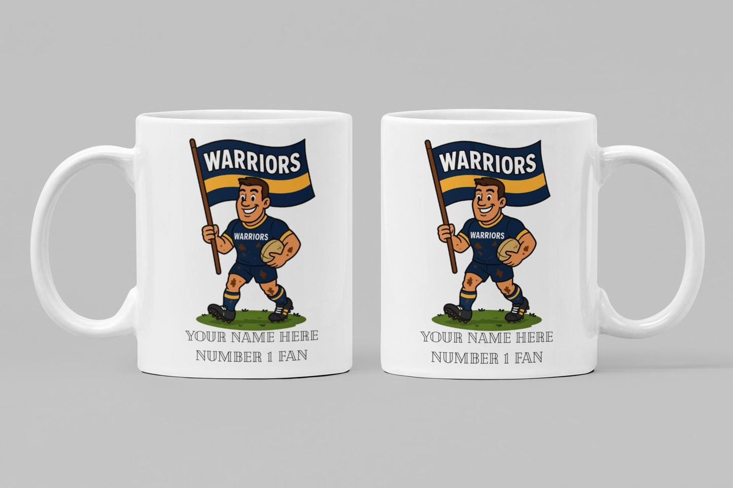 Worcester Warriors Inspired 11oz Mug – Custom Name Rugby Cup – Dishwasher & Microwave Safe – Arrives Boxed