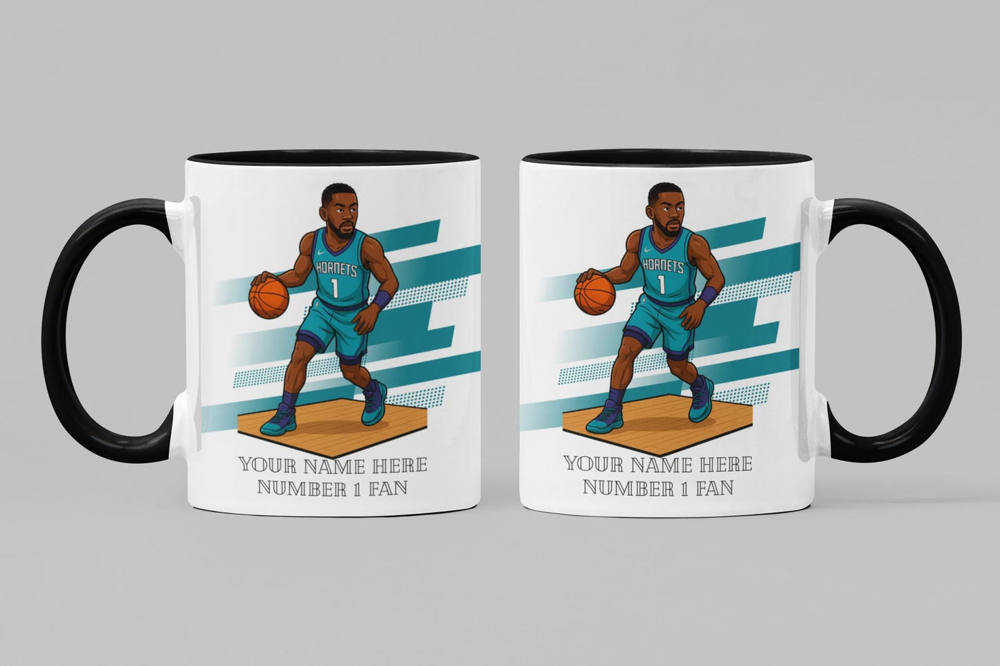Personalised Charlotte Hornets inspired Mug: Custom Name NBA Gift