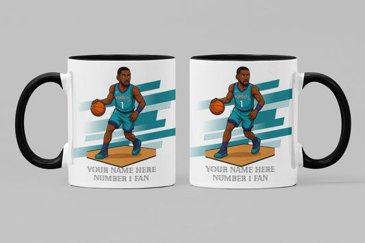 Personalised Charlotte Hornets inspired Mug: Custom Name NBA Gift