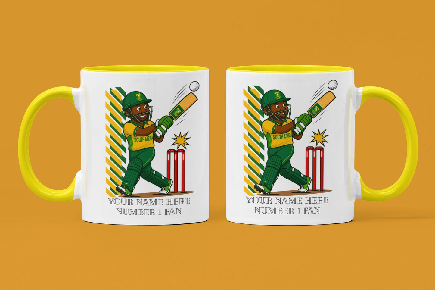 Personalised South Africa Cricket Ceramic Mug, Custom Fan Gift