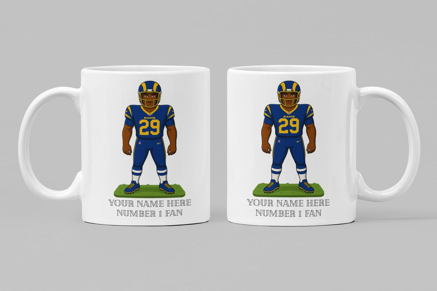 Personalized LA Rams Inspired Mug: Custom Name NFL Ceramic Cup