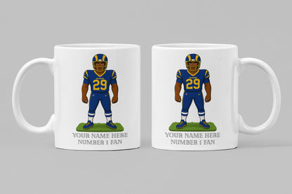 Personalized LA Rams Inspired Mug: Custom Name NFL Ceramic Cup