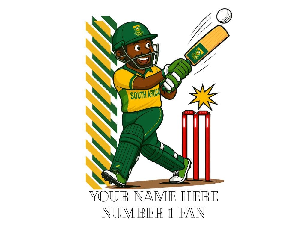 Personalised South Africa Cricket Ceramic Mug, Custom Fan Gift