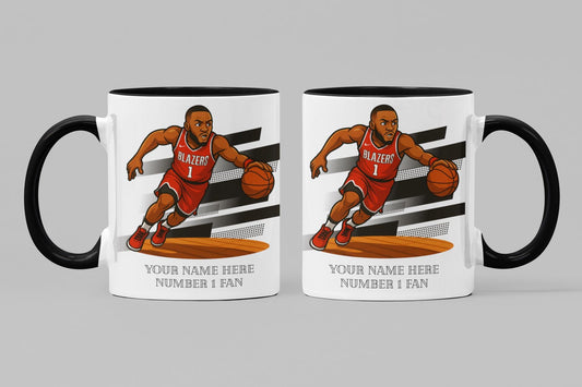 Personalised Portland Trail Blazers inspired Mug: Custom Name NBA Gift