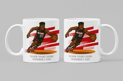 Personalised Miami Heat inspired Mug: Custom Name NBA Gift