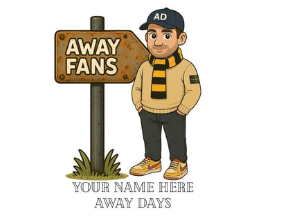 Personalised Away Days Football Mug: Ceramic Gift Mug Hull City/ Wolves Black/Amber inspired