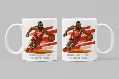 Personalised Houston Rockets inspired Mug: Custom Name NBA Gift