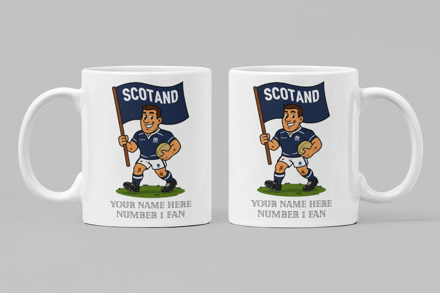 Scotland Inspired 11oz Mug – Custom Name Rugby Cup – Dishwasher & Microwave Safe – Arrives Boxed