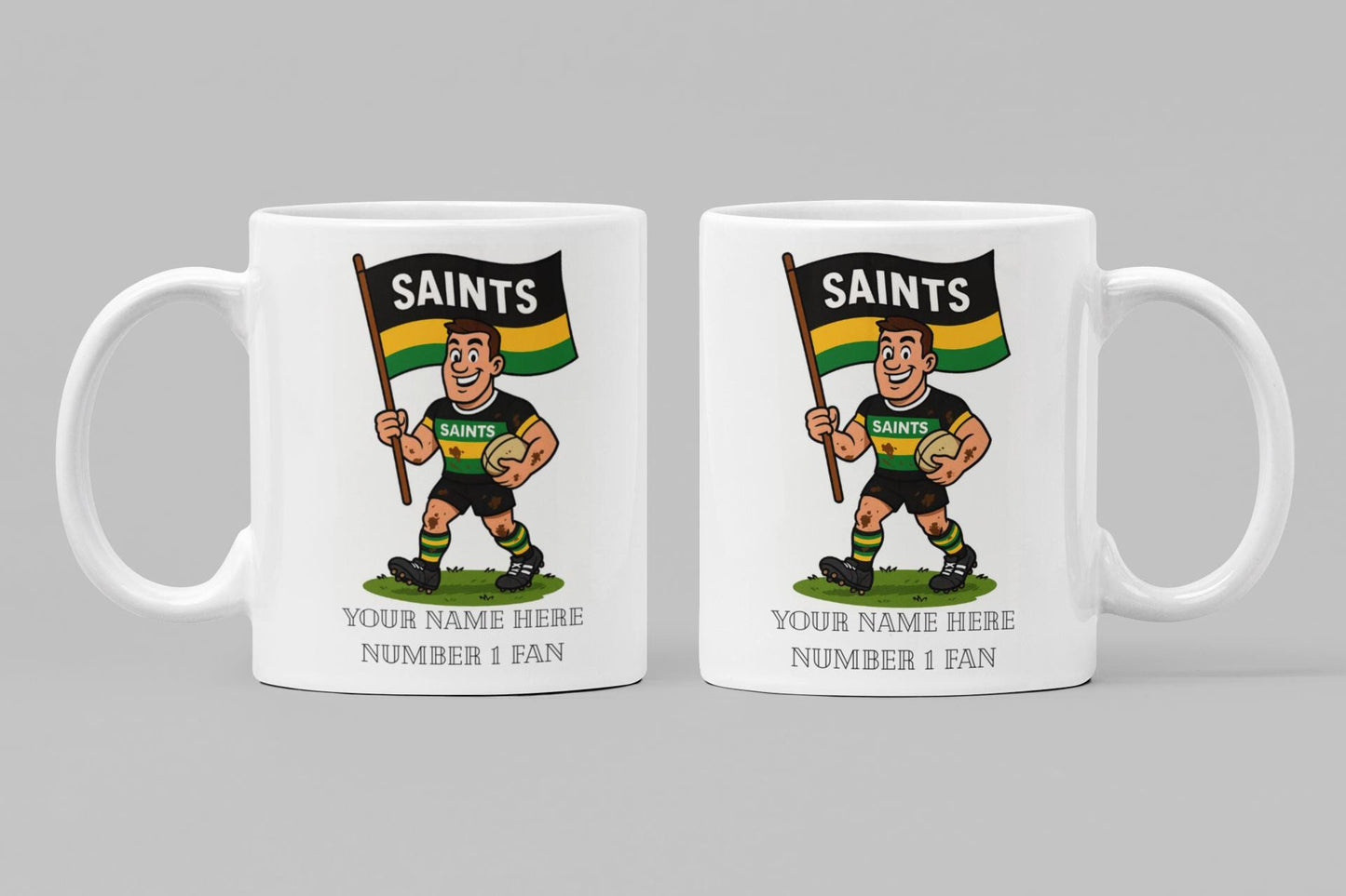 Northampton Saints Inspired 11oz Mug – Custom Name Rugby Cup – Dishwasher & Microwave Safe – Arrives Boxed