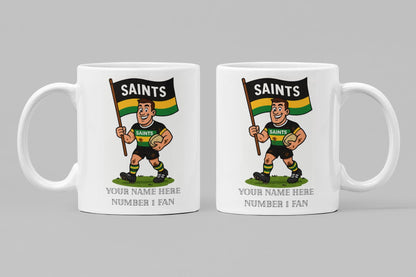 Northampton Saints Inspired 11oz Mug – Custom Name Rugby Cup – Dishwasher & Microwave Safe – Arrives Boxed