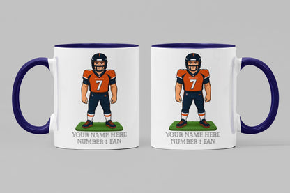 Personalised Denver Broncos inspired Mug: Custom Name NFL Gift