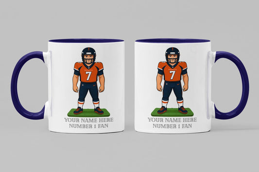 Personalised Denver Broncos inspired Mug: Custom Name NFL Gift