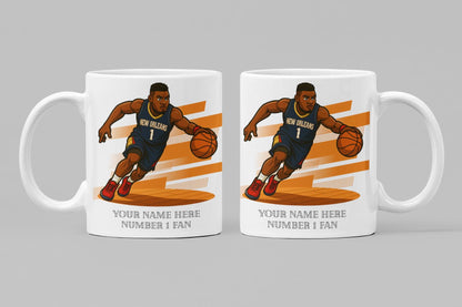 Personalised New Orleans Pelicans inspired Mug: Custom Name NBA Gift