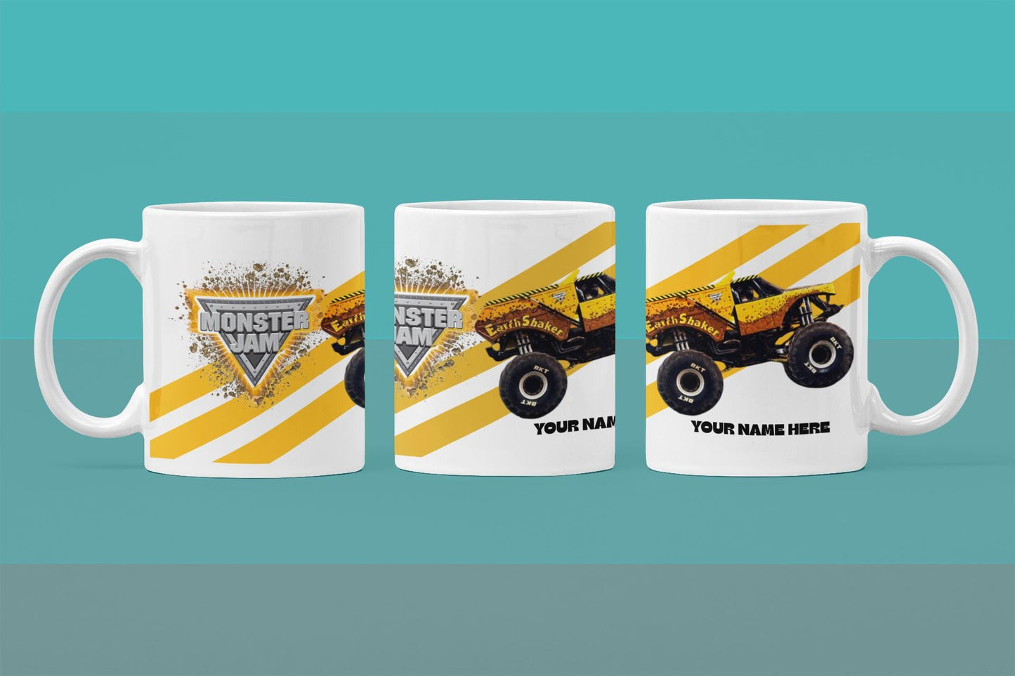 Personalised Earth Shaker Monster Truck Mug – 11oz Cup in 3 Colours