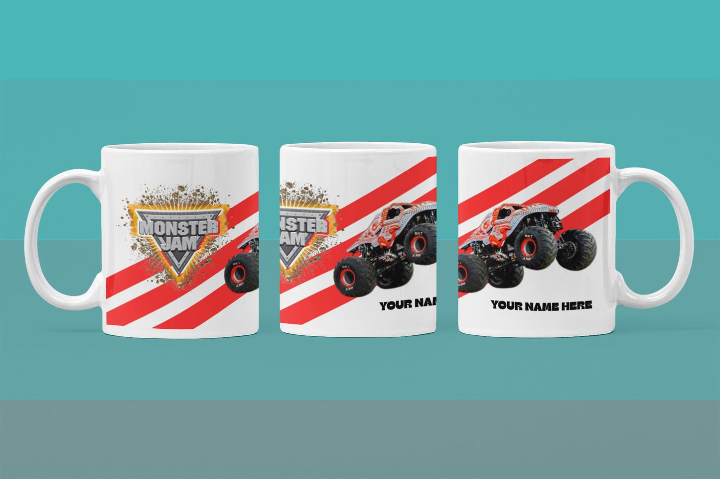 Personalised ThunderROARus Monster Truck Mug – 11oz Cup in 3 Colours