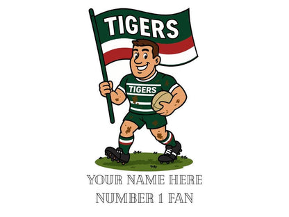 Leicester Tigers Inspired 11oz Mug – Custom Name Rugby Cup – Dishwasher & Microwave Safe – Arrives Boxed