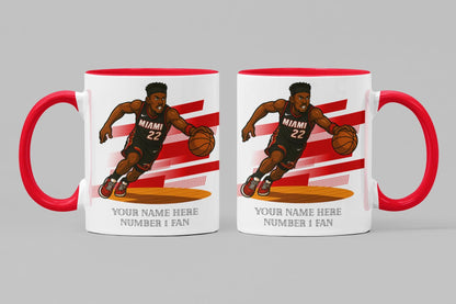 Personalised Miami Heat inspired Mug: Custom Name NBA Gift