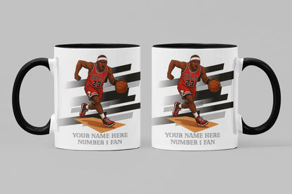 Personalised Chicago Bulls inspired Mug: Custom Name NBA Gift
