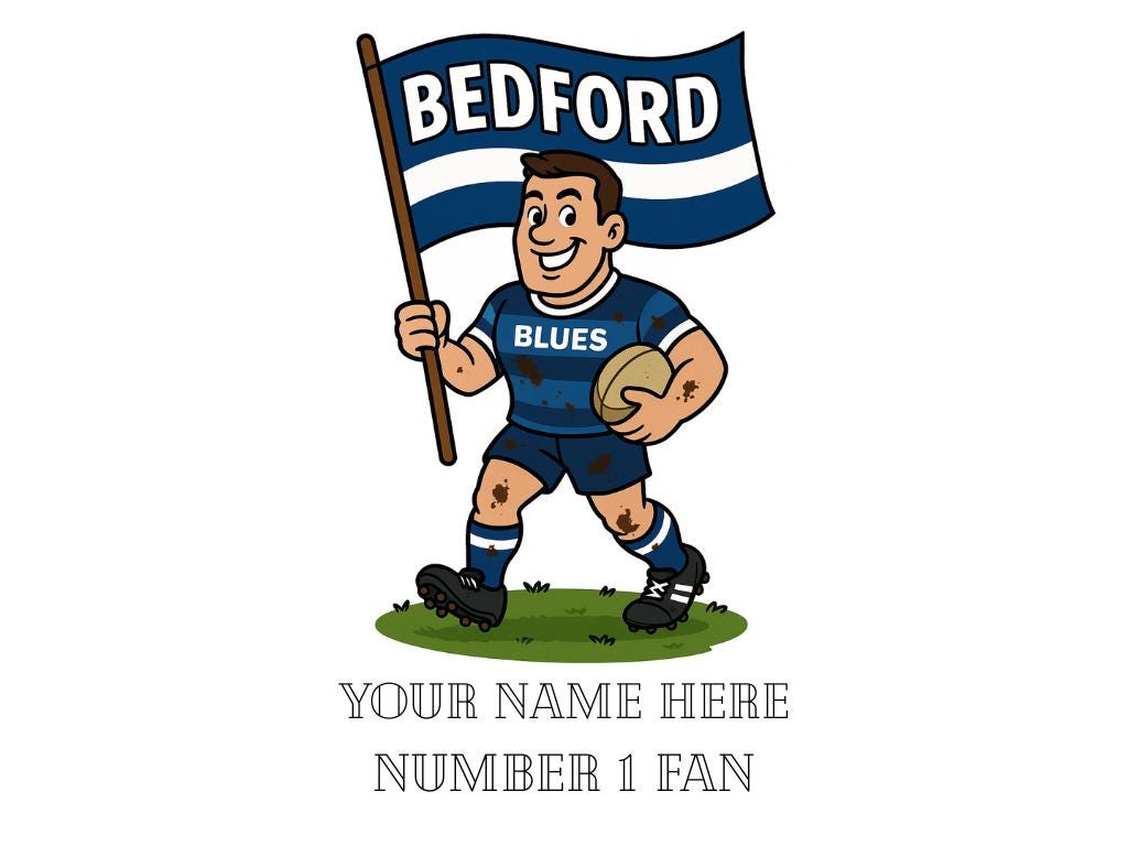 Bedford Blues Inspired 11oz Mug – Custom Name Rugby Cup – Dishwasher & Microwave Safe – Arrives Boxed